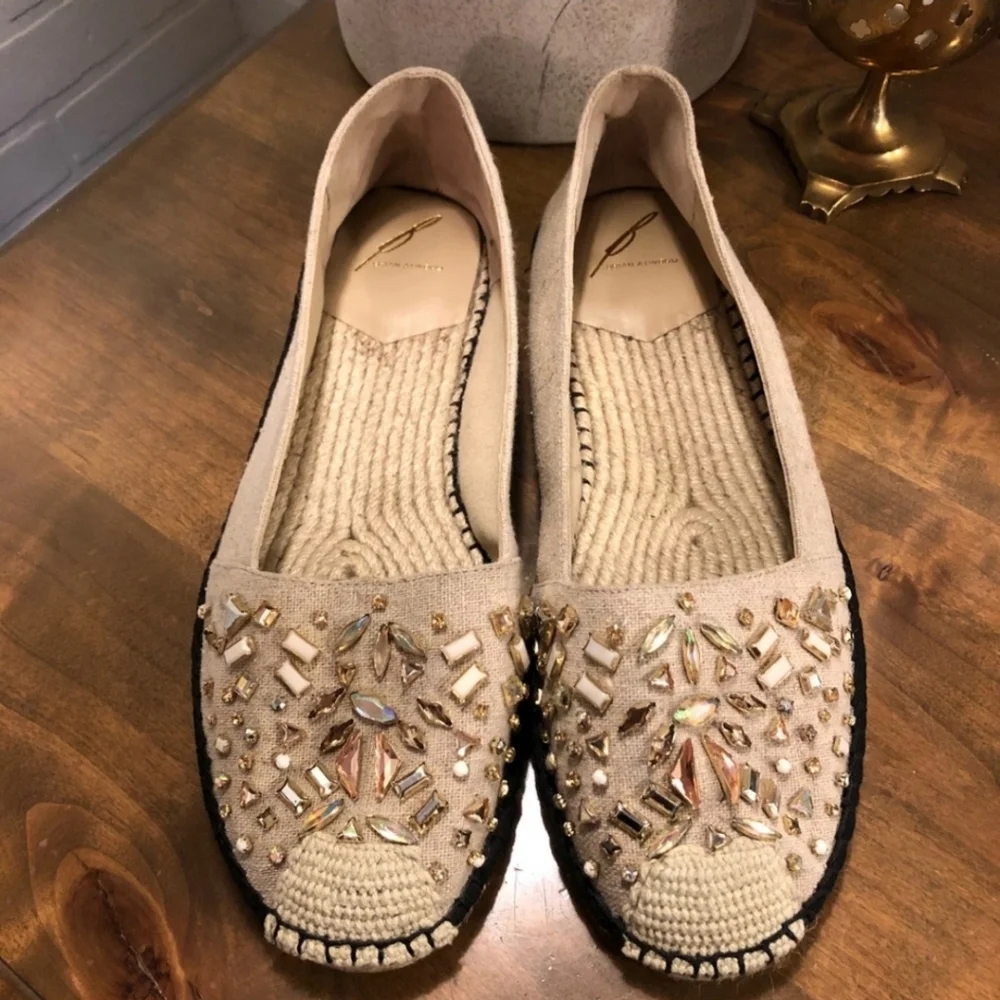 Womens Flats~B Brian Atwood Natural Jeweled Espadrills~Size 11 - Picture 3 of 10